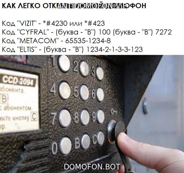 Код для открытия подъезда Чита